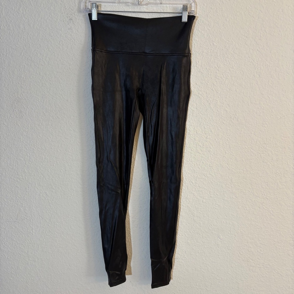 Spanx Faux Leather Leggings Womens Medium Black 2437